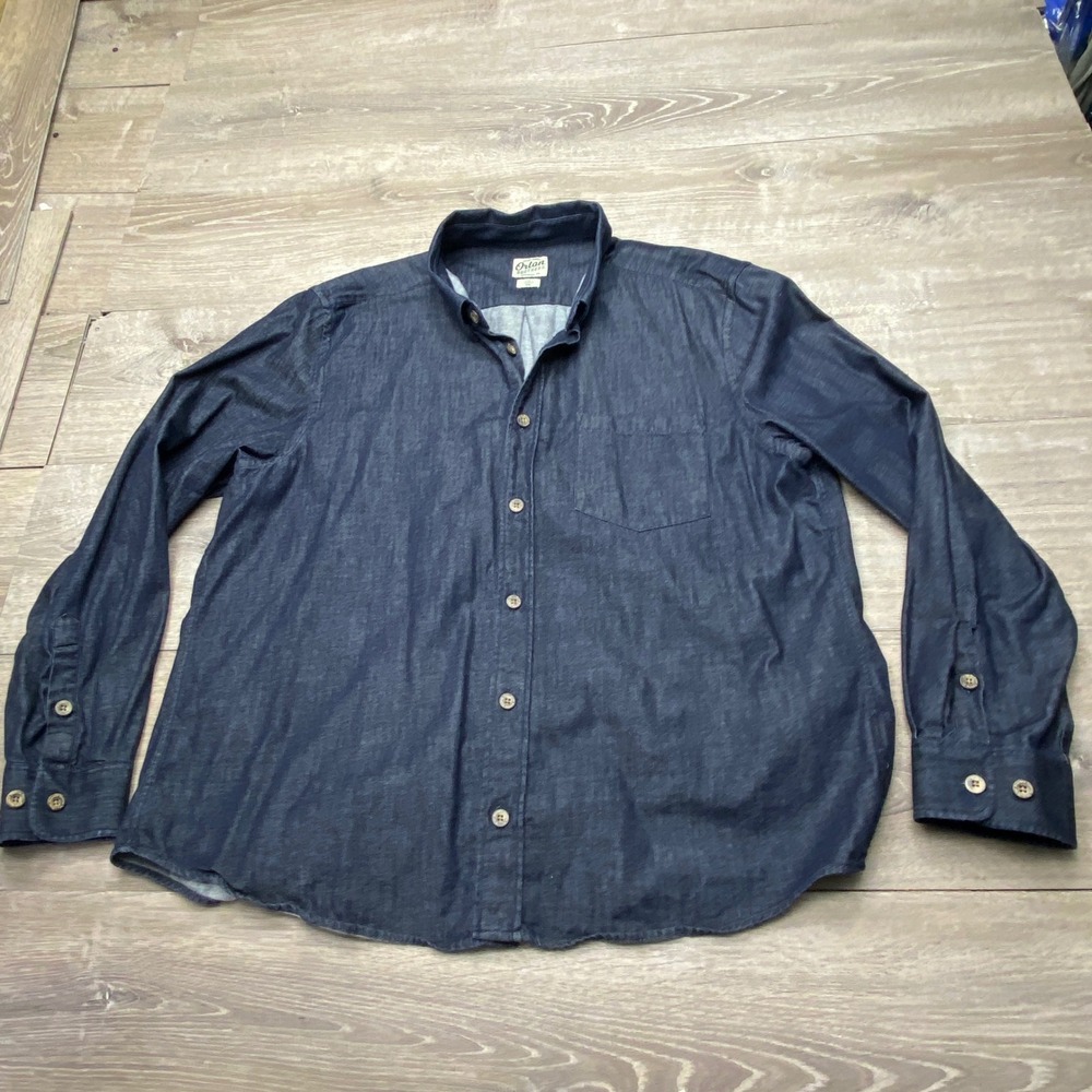 Orton Brothers Shirt Mens XXL Blue 100% Cotton Denim Twill Long Sleeve Button Up